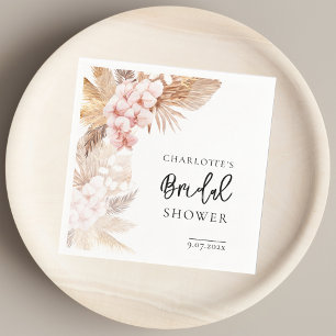 Roze Bloemen Pampas Grass Vrijgezellenfeest Papier Servet