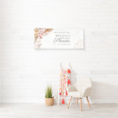 Roze Bloemen Pampas Grass Vrijgezellenfeest Spandoek (Insitu)