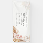 Roze Bloemen Pampas Grass Vrijgezellenfeest Spandoek (Verticaal)