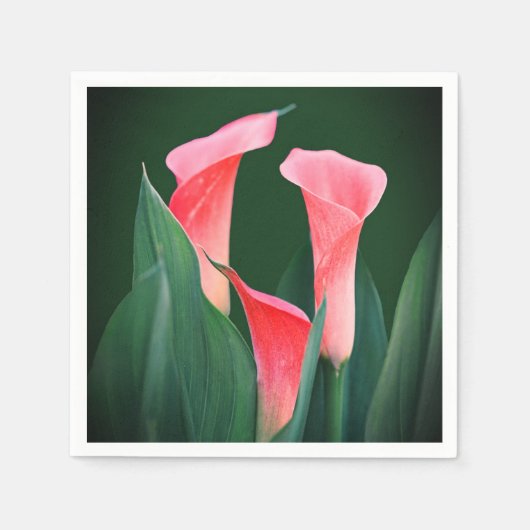 Roze bloemen papier feest servetten (Voorkant)