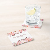 Roze Bloemen Papier Onderzetter met Aangepaste Nam (Insitu)