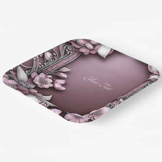 Roze Bloemen Papieren Bord (Gebogen)