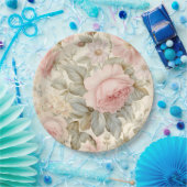 Roze Bloemen Papieren Bord (Feest)