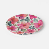 Roze bloemen papieren bordje (Gekanteld)