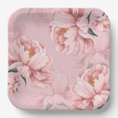 Roze bloemen papieren bordje (Voorkant)