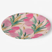 Roze bloemen papieren bordje (Gekanteld)