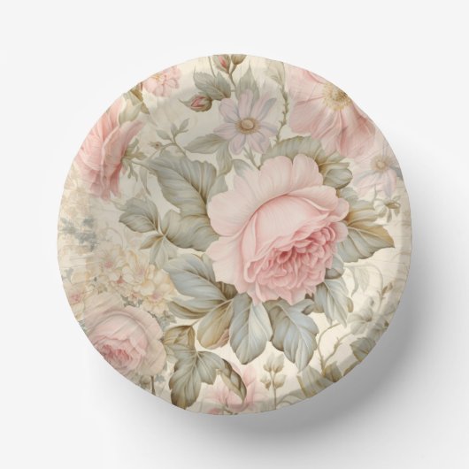 Roze Bloemen Papieren Kom (Voorkant)