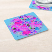 Roze Bloemen Papieren Onderzetter (Schuin)