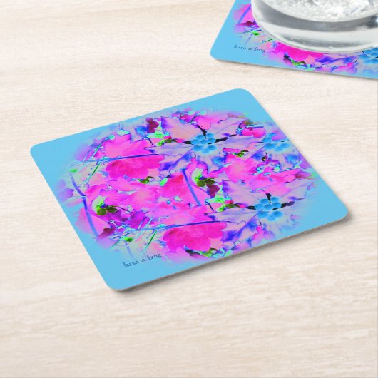 Roze Bloemen Papieren Onderzetter (Schuin)