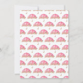 Roze Bloemen Paraplu Baby shower Kaart (Achterkant)