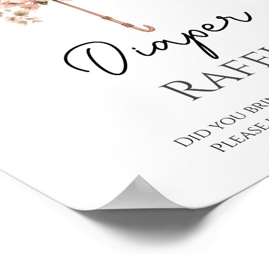 Roze Bloemen  Paraplu Luier Raffle Poster (Hoek)