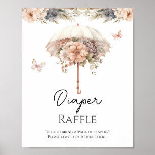 Roze Bloemen  Paraplu Luier Raffle Poster