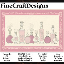 Roze  Bloemen Parfum Flessen AE6 Decoupage Tissuepapier