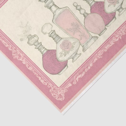Roze Bloemen Parfum Flessen AE6 Decoupage Tissuepapier (Detail)