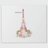 roze bloemen Parijs Eiffeltoren Cadeaupapier (Vlak)