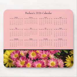 Roze Bloemen: Pas de 2026 kalender aan Muismat