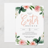 Roze Bloemen Pasen Brunch Vakantie Kaart (Voorkant / Achterkant)