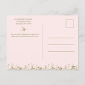 Roze Bloemen Pasgeboren Baby Foto Kerstmis Feestdagenkaart (Achterkant)