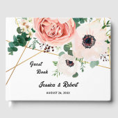 Roze Bloemen Pastel Bloemen Bruid Bruidegom Huweli Gastenboek (Voorkant)