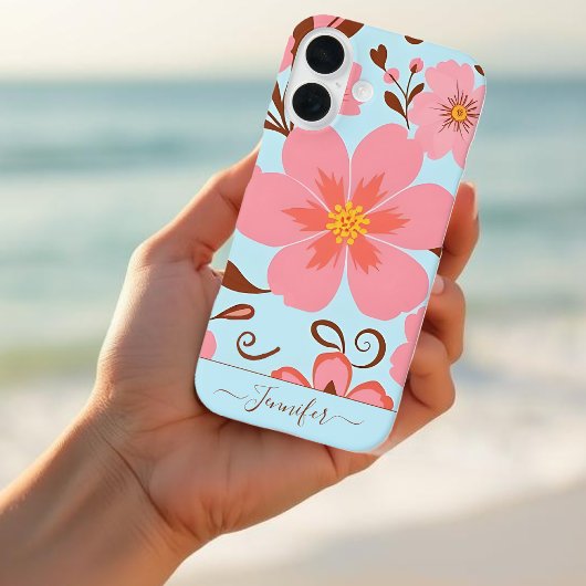 Roze bloemen – Pastel Vibes-Retro bloemen Case-Mate iPhone Case