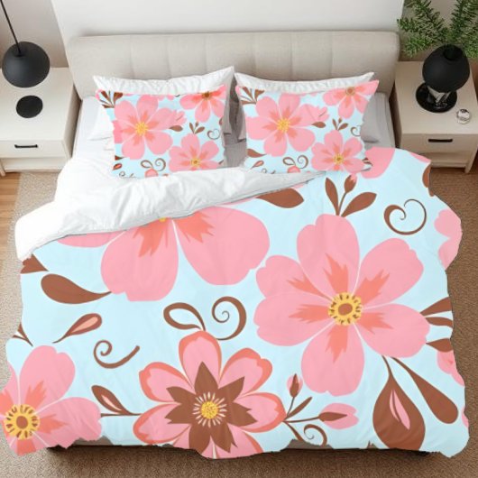 Roze bloemen – Pastel Vibes-Retro bloemen Kussensloop