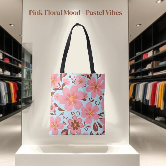 Roze bloemen – Pastel Vibes-Retro bloemen Tote Bag