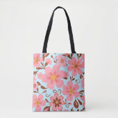 Roze bloemen – Pastel Vibes-Retro bloemen Tote Bag (Voorkant)