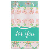 Roze Bloemen Patroon Accent Klein Cadeauzakje (Achterkant)