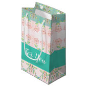 Roze Bloemen Patroon Accent Klein Cadeauzakje (Voorkant Gekanteld)