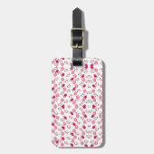 Roze Bloemen Patroon Bagagelabel (Voorkant verticaal)