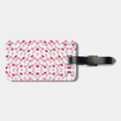 Roze Bloemen Patroon Bagagelabel (Achterkant horizontaal)