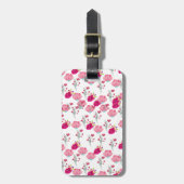 Roze Bloemen Patroon Bagagelabel (Voorkant verticaal)