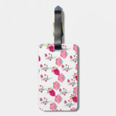 Roze Bloemen Patroon Bagagelabel (Achterkant verticaal)