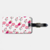 Roze Bloemen Patroon Bagagelabel (Achterkant horizontaal)
