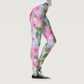 roze bloemen patroon blauwe leggings (Rechts)