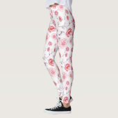 Roze bloemen patroon boven witte leggings (Links)