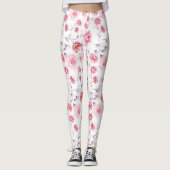 Roze bloemen patroon boven witte leggings (Voorkant)