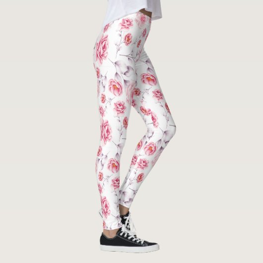 Roze bloemen patroon boven witte leggings (Rechts)