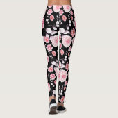Roze bloemen patroon boven zwart leggings (Achterkant)