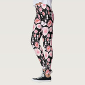 Roze bloemen patroon boven zwart leggings (Links)