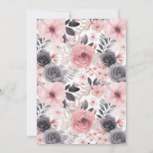 Roze Bloemen Patroon Elegant Housewarming Party Kaart (Achterkant)