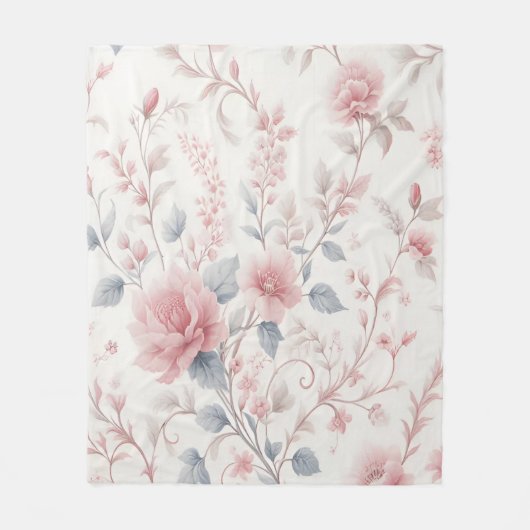 Roze Bloemen Patroon Esthetische achtergrond Fleece Deken (Voorkant)