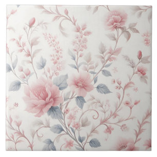 Roze Bloemen Patroon Esthetische achtergrond Tegeltje