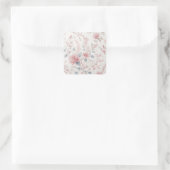 Roze Bloemen Patroon Esthetische achtergrond Vierkante Sticker (Tas)