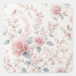 Roze Bloemen Patroon Esthetische achtergrond Vierkante Sticker