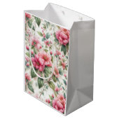 Roze bloemen patroon Medium Gift Bag Cadeauzakje (Achterkant Gekanteld)