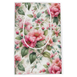 Roze bloemen patroon Medium Gift Bag Medium Cadeauzakje