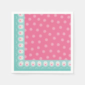 Roze Bloemen Patroon Meisje Verjaardag Servet (Voorkant)