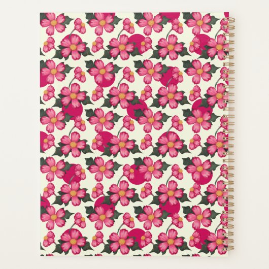  roze bloemen patroonmeisje planner (Achterkant)
