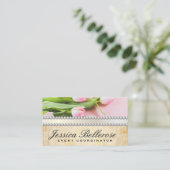 Roze bloemen | Pearls Ribbon Visitekaartje (Staand voorkant)